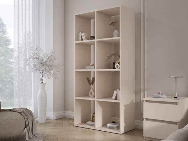 Bokhylla med 6 fack – Cashmere – 147 × 74 × 30 cm, vertikalt och horisontellt