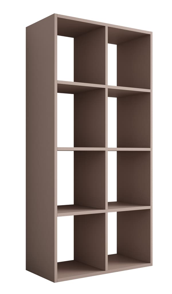 Bokhylla med 6 fack – karamellbrun – 147 × 74 × 30 cm, vertikalt och horisontellt