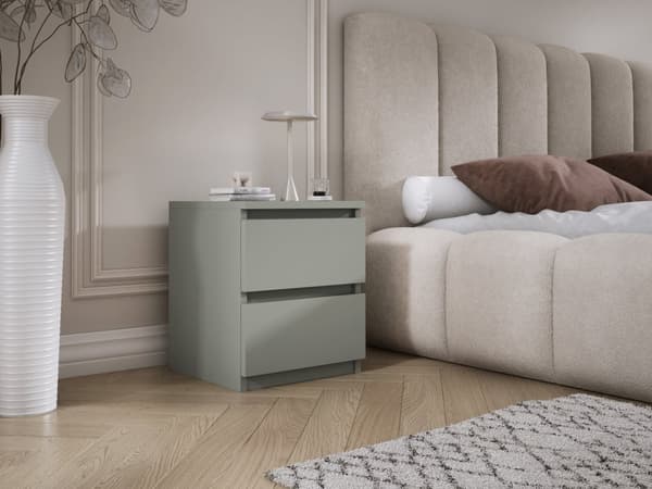 Stående sängskåp med 2 lådor – 45 × 36 × 36 cm – aloe grön