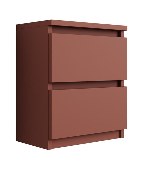 Stående sängskåp med 2 lådor – 45 × 36 × 36 cm – tegelröd