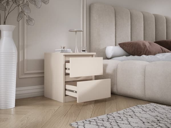 Stående sängskåp med 2 lådor – 45 × 36 × 36 cm – kaschmir
