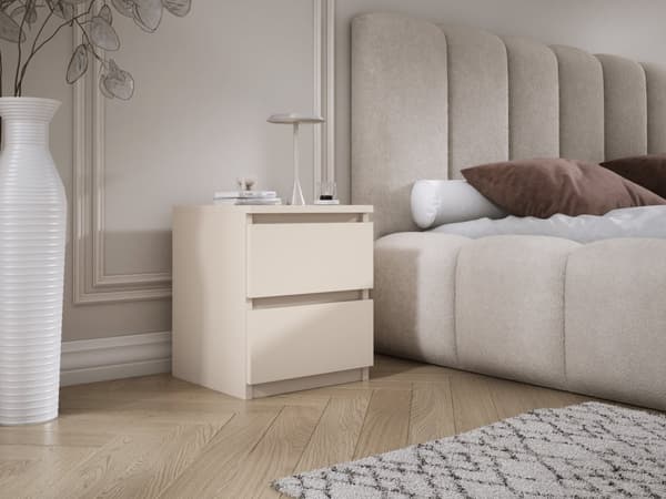 Stående sängskåp med 2 lådor – 45 × 36 × 36 cm – kaschmir
