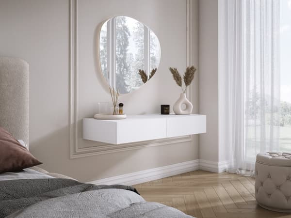 Riippuva pukeutumispöytä laatikoilla, sileä etuosa - Valkoinen, 100 x 40 x 16 cm