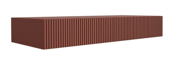 Hängande toalettbord med lådor, räfflad front - tegelröd, 100 x 40 x 16 cm