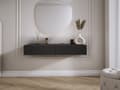 Miniatyrbillede 3 af 7: Hængende toiletbord med skuffer, glat front - Sort, 100 x 40 x 16 cm