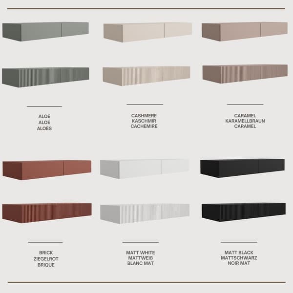 Hængende toiletbord med skuffer, glat front - Sort, 100 x 40 x 16 cm