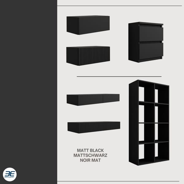 Hængende toiletbord med skuffer, glat front - Sort, 100 x 40 x 16 cm