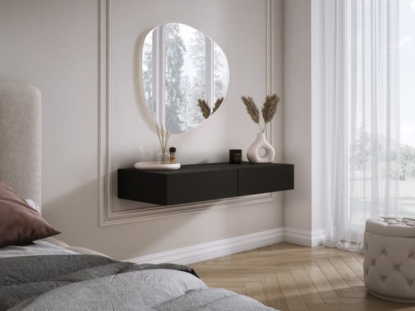 Hängande toalettbord med lådor, slät front - Svart, 100 x 40 x 16 cm