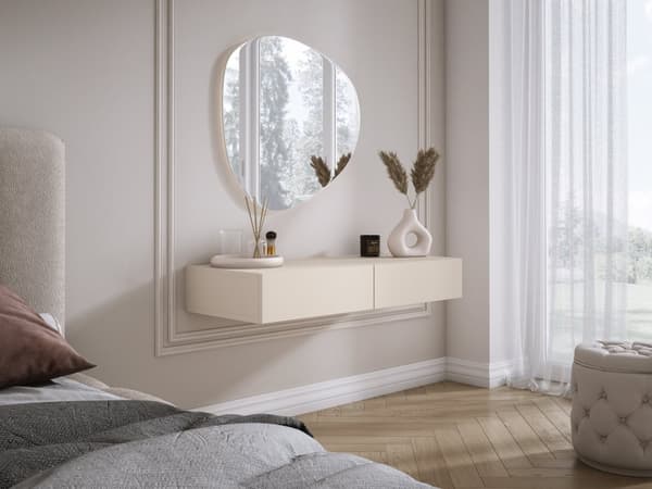 Hängande toalettbord med lådor, slät front - kaschmir, 100 x 40 x 16 cm