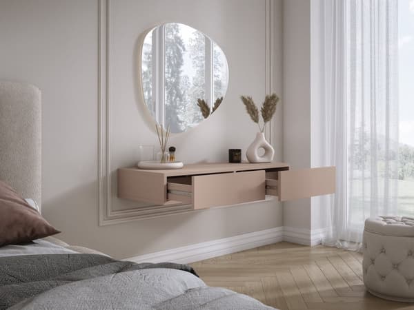 Hängande toalettbord med lådor, slät front - karamellbrun, 100 x 40 x 16 cm