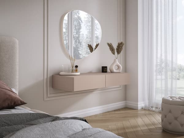 Hängande toalettbord med lådor, slät front - karamellbrun, 100 x 40 x 16 cm