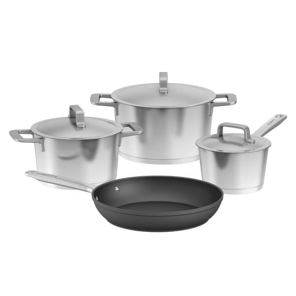 BergHOFF 7-delars kokkrlsset - Uqonic-serien med tervunna stlkastruller och CeraGreen non-stick stekpanna