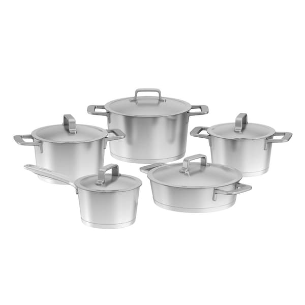 BergHOFF 10-delt kogegrejsst - Genanvendt rustfrit stl kogegrej med lg til alle komfurer, inklusiv induktion