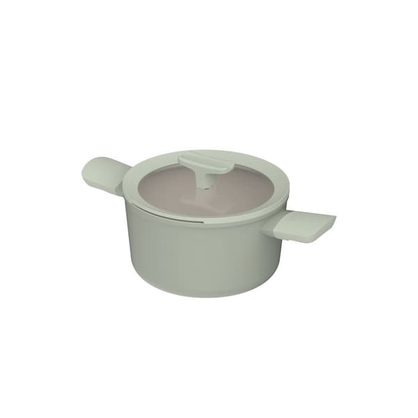 BergHOFF 20 cm Gryta med Lock - Balance Sage med Keramisk Non-Stick Belggning & Skedstd Glaslock