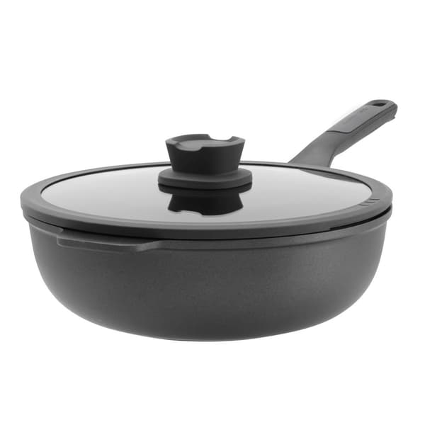 BergHOFF 28 cm Wok med lock - Stone+ Series med induktionsbas och glaslock med sil