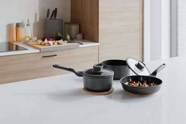 BergHOFF 5-delt Grydest - Uqonic Downdraft-serien med non-stick belgning og glaslg med si