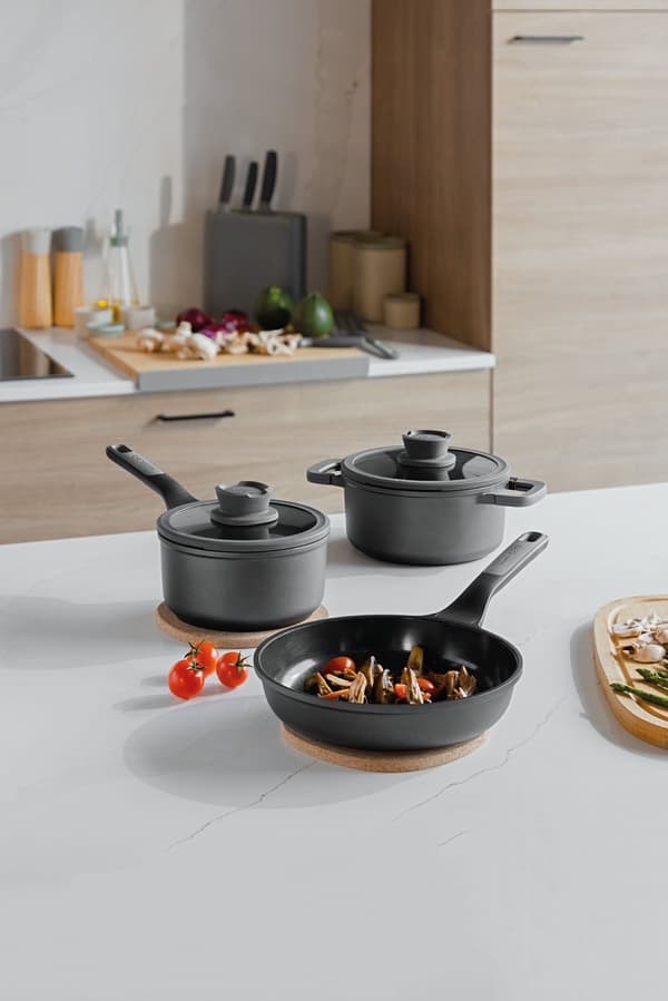 BergHOFF 5-delt Grydest - Uqonic Downdraft-serien med non-stick belgning og glaslg med si