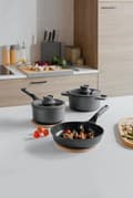 Miniatyrbillede 2 af 4: BergHOFF 5-delt Grydest - Uqonic Downdraft-serien med non-stick belgning og glaslg med si