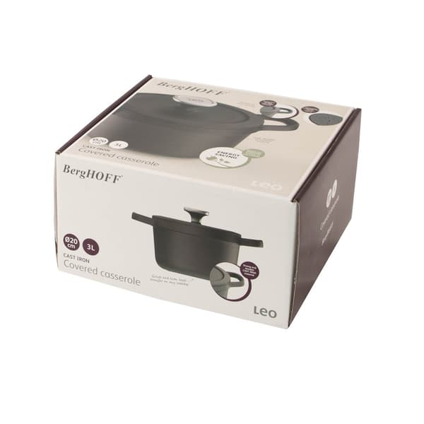 BergHOFF 20 cm Gryde med Lg - Grafit Stbejern med selg til Langsom Madlavning