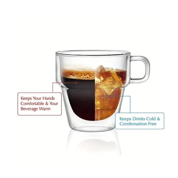 LIVIT Americano Kaffekrus, Borosilikatglas, Dobbeltvægget, 350 ml, Sæt med 2