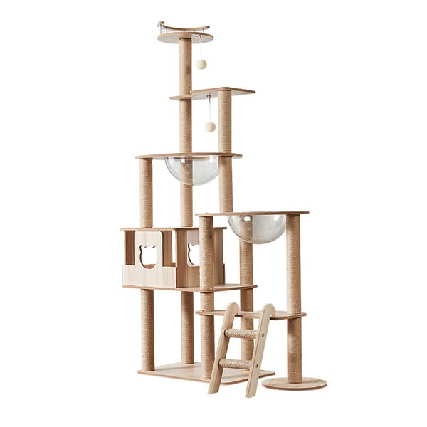 LIVIT Premium kissatalo raapimispuulla, beige, 40x60x175 cm