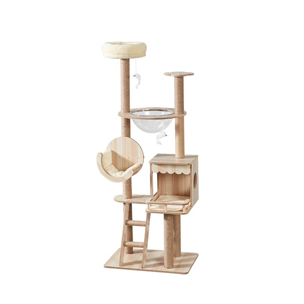 LIVIT Premium Katt Hus med Klösträd, Beige, 40x60x155 cm