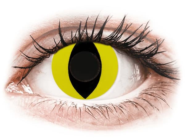 CRAZY LENS - Cat Eye Yellow - Endags icke-Dioptrisk (2 linser)Styrka: 0.00, Baskurva: 8.60, Diameter: 14.20