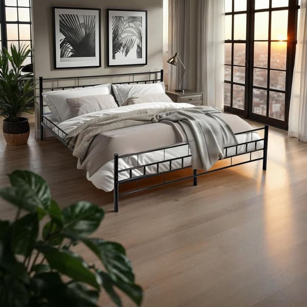 Sängram med ribbotten i modern design - 200 x 140 cm, svart