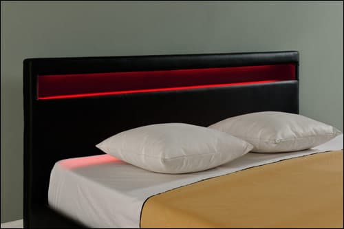 Corium® Kontinentalsäng Helsingborg - konstläder - med LED-belysning - (140 x 200 cm) - svart