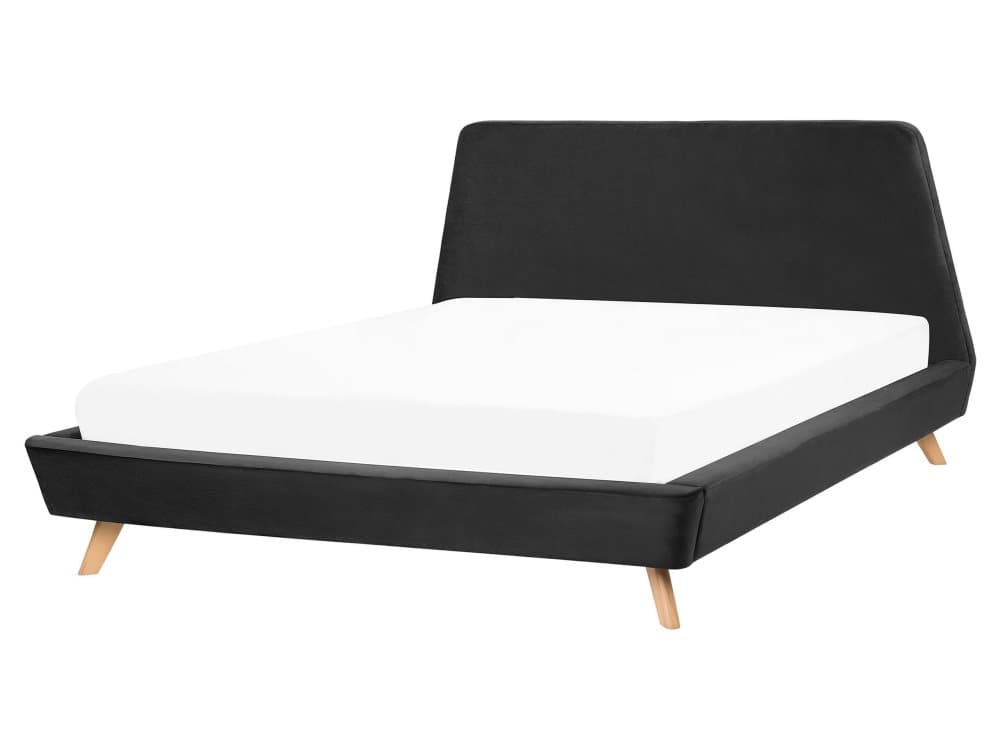 Dubbelsäng 160 x 200 cm sammet svart VIENNE