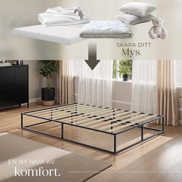 Sängram Kyoto i metall med ribbotten, 250 kg - 140 x 200 x 25,5 cm