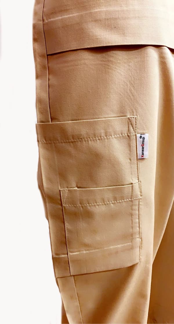 Personalebukser med manchetter, beige, Staff trousers with cuffs, beige khakikhaki