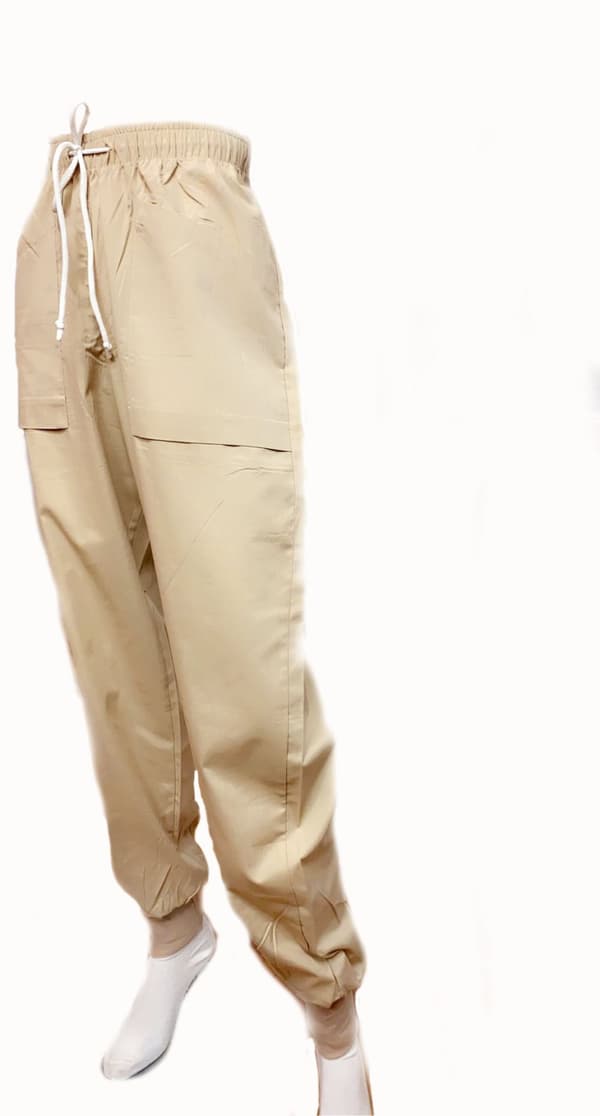 Personalebukser med manchetter, beige, Staff trousers with cuffs, beige khakikhaki