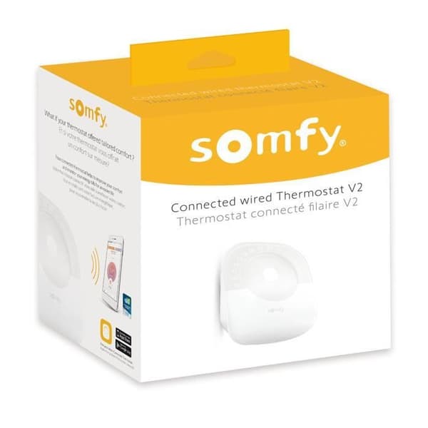 Somfy 1870774 - Kabelansluten termostat V2 | För uppvärmning eller individuell panna | Kontakta Dry | Tahoma-kompatibel