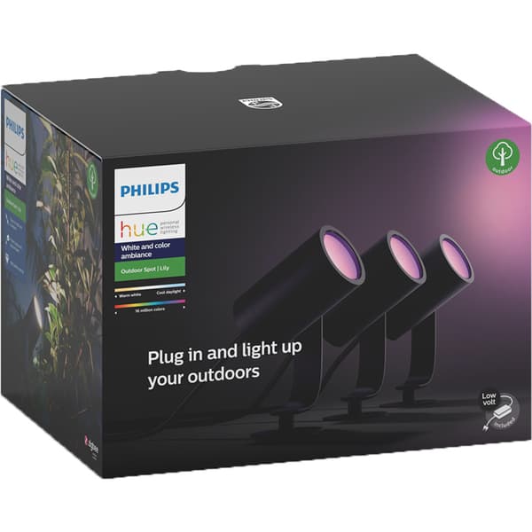 Philips Hue WCA Lily Hagebelysning 3x8W Sort Startsett