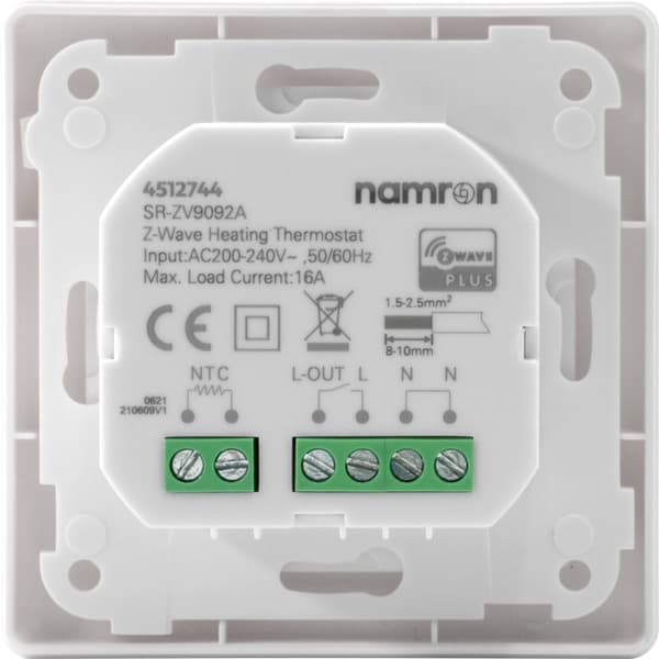 Namron Z-Wave Touch Termostat 16A Hvit