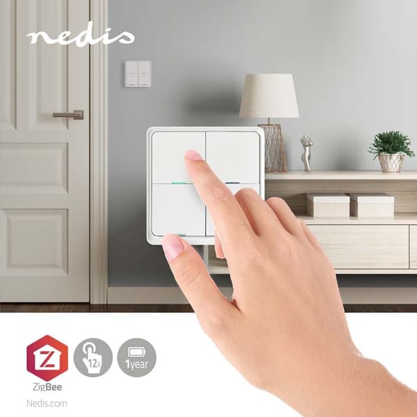 Nedis SmartLife Vægkontakt | Zigbee 3.0 | Vægbeslag | Android™ / IOS | Plastik | Hvid