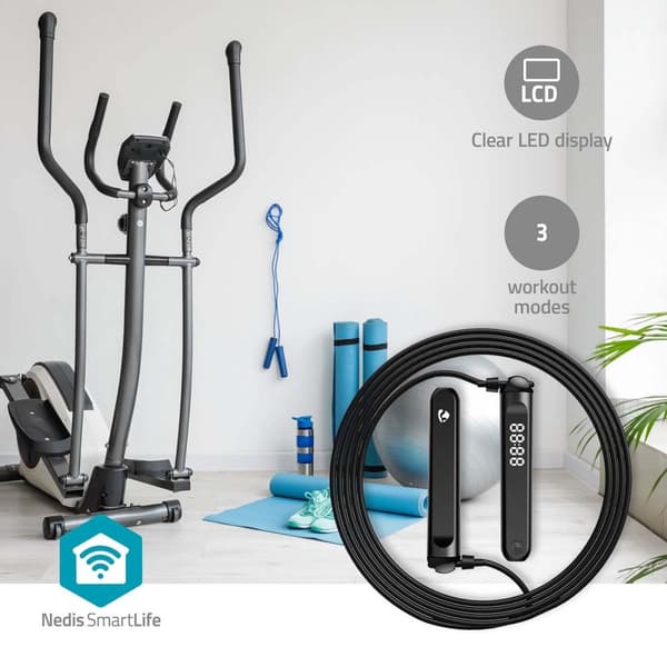 Nedis SmartLife Ulkoliikunta | Bluetooth® | Dual Hall sensor | LED-Näyttö | PVC | 3.00 m | Kiristysnyörilaukku / Langattomat pallot | Musta