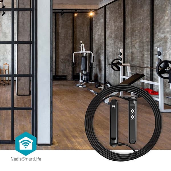 Nedis SmartLife Ulkoliikunta | Bluetooth® | Dual Hall sensor | LED-Näyttö | PVC | 3.00 m | Kiristysnyörilaukku / Langattomat pallot | Musta