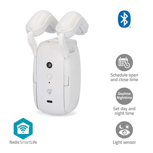Nedis SmartLife Verho Robotti | Sauvakisko | Verhot | Paristokäyttöinen / USB Virta | 4000 mAh | Bluetooth® | Valkoinen