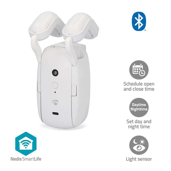 Nedis SmartLife Verho Robotti | Sauvakisko | Verhot | Paristokäyttöinen / USB Virta | 4000 mAh | Bluetooth® | Valkoinen