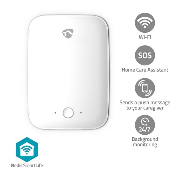 Nedis Falldetektor | Wi-Fi | Deteksjonsområde: 7 m | Effektivt synsfelt (horisontalt): ±45° | Effektivt synsfelt (vertikalt): ±45° | IP54 | Hvit