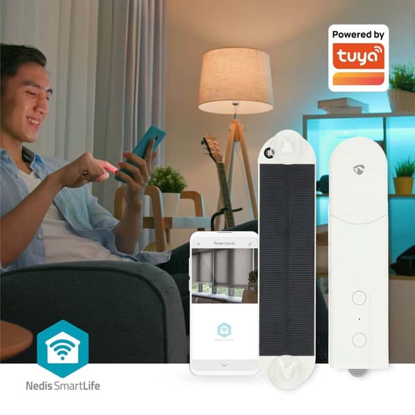 Nedis SmartLife Verho Robotti | Kaapelijärjestelmä | Kaihtimet / Paneeli-verhot / Rullaverhot | Solar Powered / Verkkovirtakäyttöinen | 2000 mAh | Blu