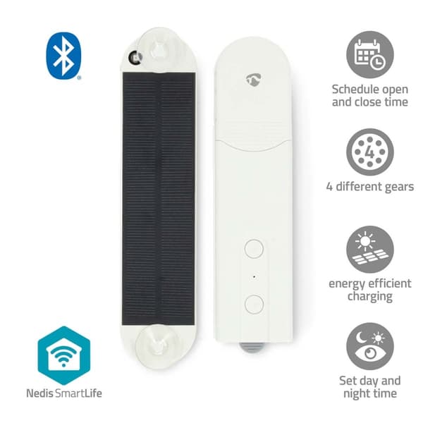 Nedis SmartLife Verho Robotti | Kaapelijärjestelmä | Kaihtimet / Paneeli-verhot / Rullaverhot | Solar Powered / Verkkovirtakäyttöinen | 2000 mAh | Blu
