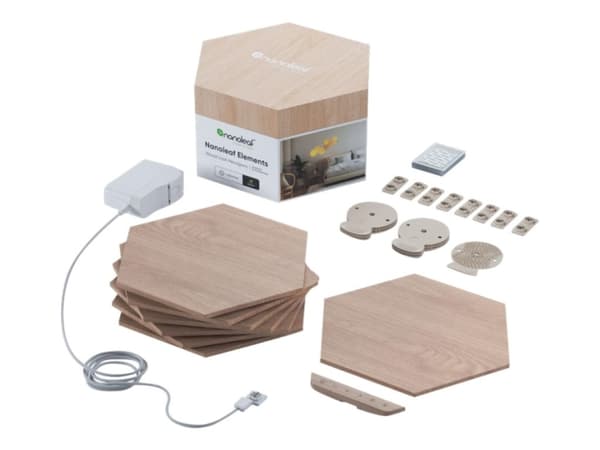 Nanoleaf Elements - Wood Look Hexagons Starter Kit- 7 paneelia - puun näköiset kuusikulmiot Starter Kit - 7 paneelia Valkoinen