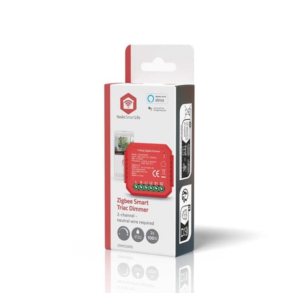 Nedis SmartLife Strømbryter | Zigbee 3.0 | 2x100 W | Terminalforbindelse | App tilgjengelig for: Android™ / IOS