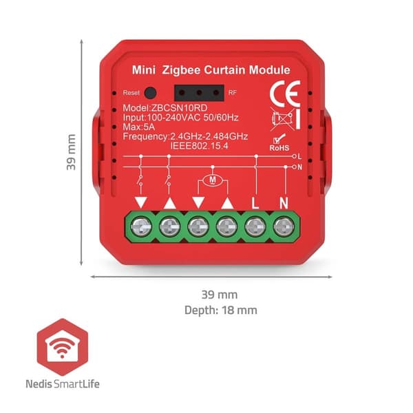 Nedis SmartLife Strömbrytare | Zigbee 3.0 | 1000 W | Terminalanslutning | App tillgänglig för: Android™ / IOS