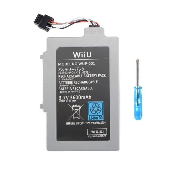 3,7V 3000mAh Li ion uppladdningsbart batteri för Nintendo Wii U Gamepad AC1612
