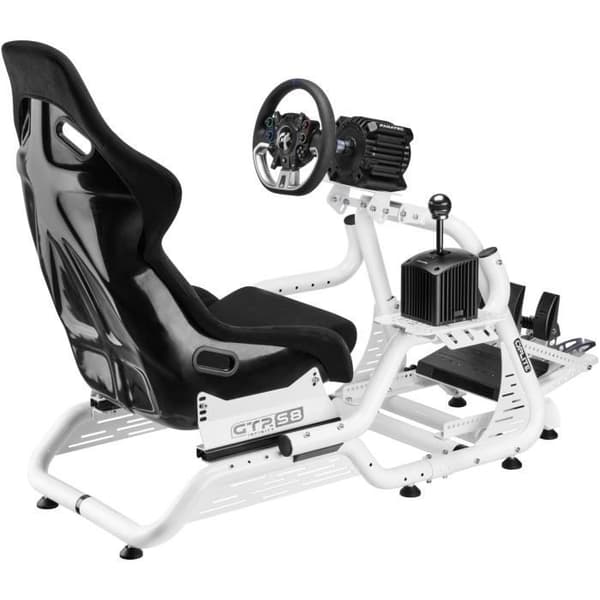 Stöd Simracing &amp; Flightsim - OPLITE - För cockpit GTR S8 Full Force - Vit - Kompatibel med handbroms, växellåda, joystick