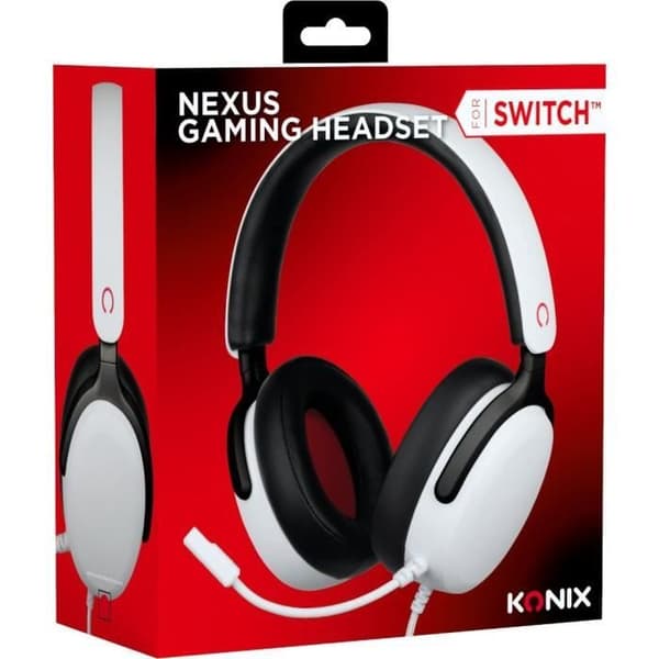 Gamingheadset - KONIX - Trådbunden Over-Ear Nexus - Nintendo Switch 2 - 40mm Högtalare - Mikrofon - 3.5mm Jack - Vit
